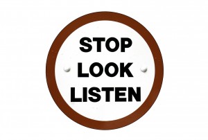 Stop Look Listen Sign